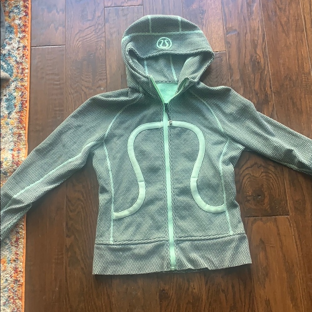 lululemon athletica Mint Green and White Hooded Utility Jacket